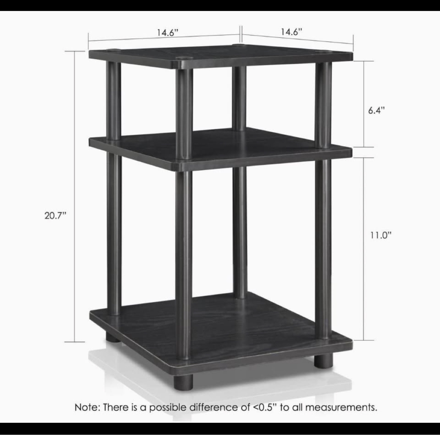 3-Tier Black Storage Shelf