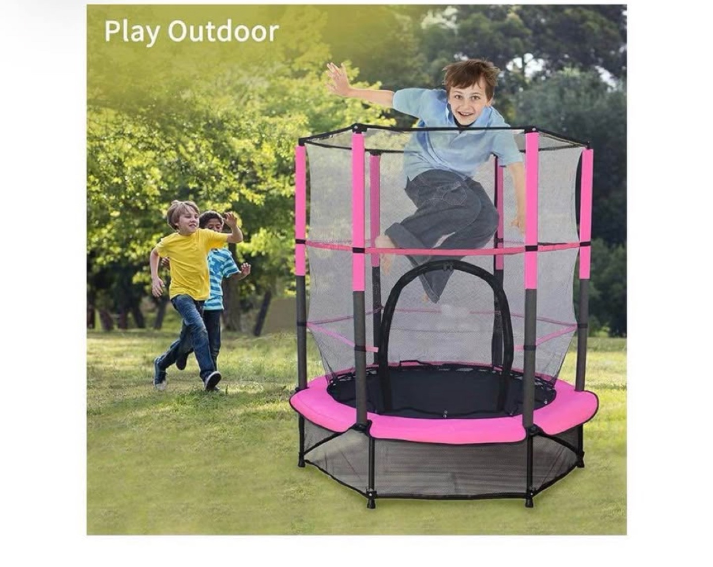 Pink Kids' Trampoline with Safety Net - photo 4