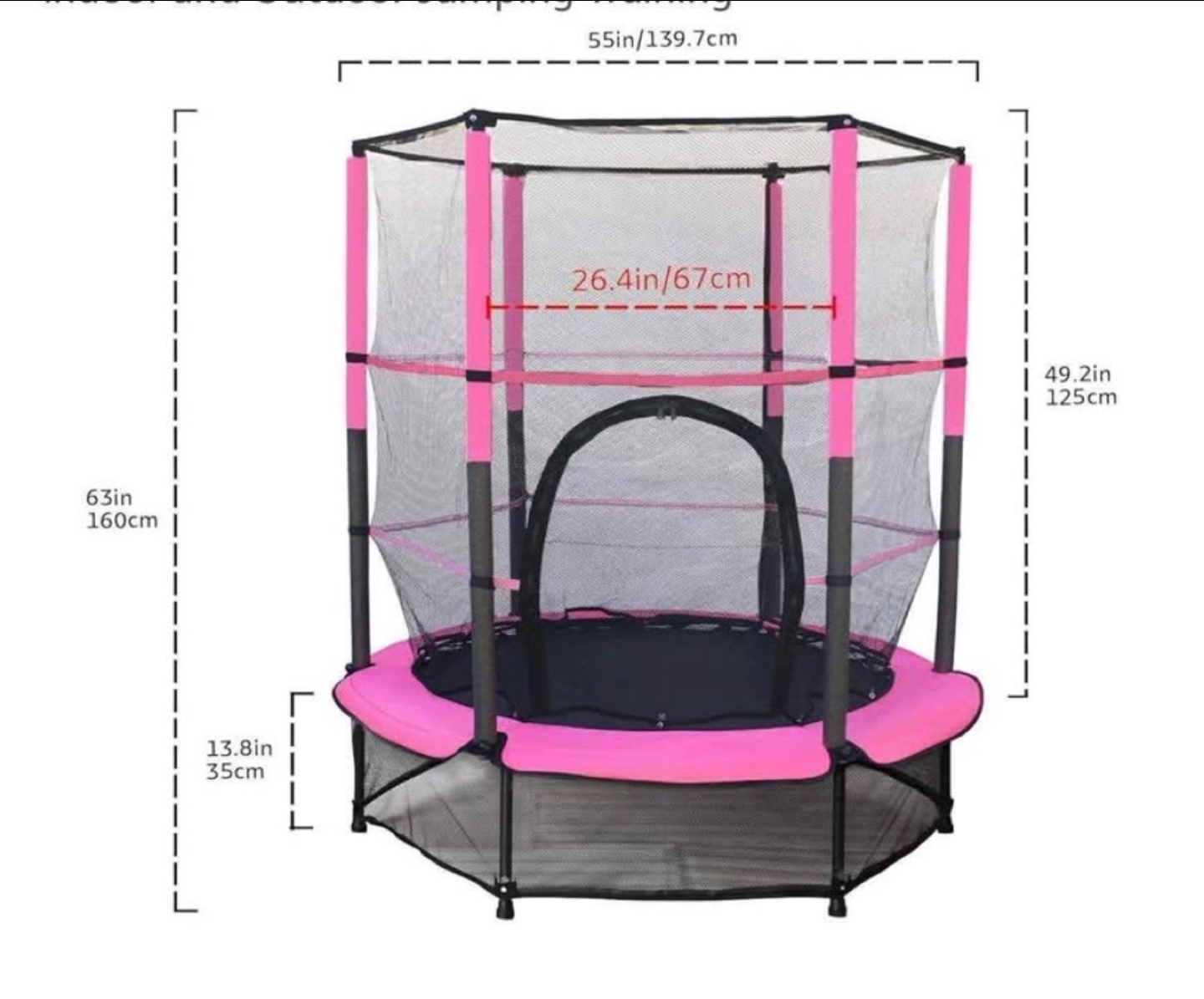 Pink Kids' Trampoline with Safety Net - photo 3