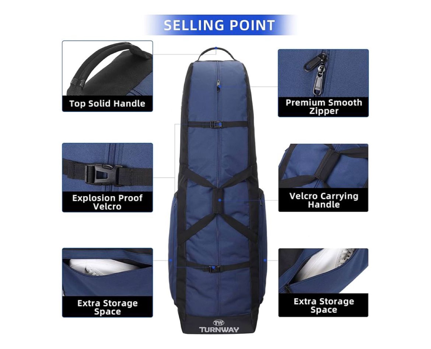 Turnway Golf Travel Bag - Heavy Duty 900D Polyester - photo 2