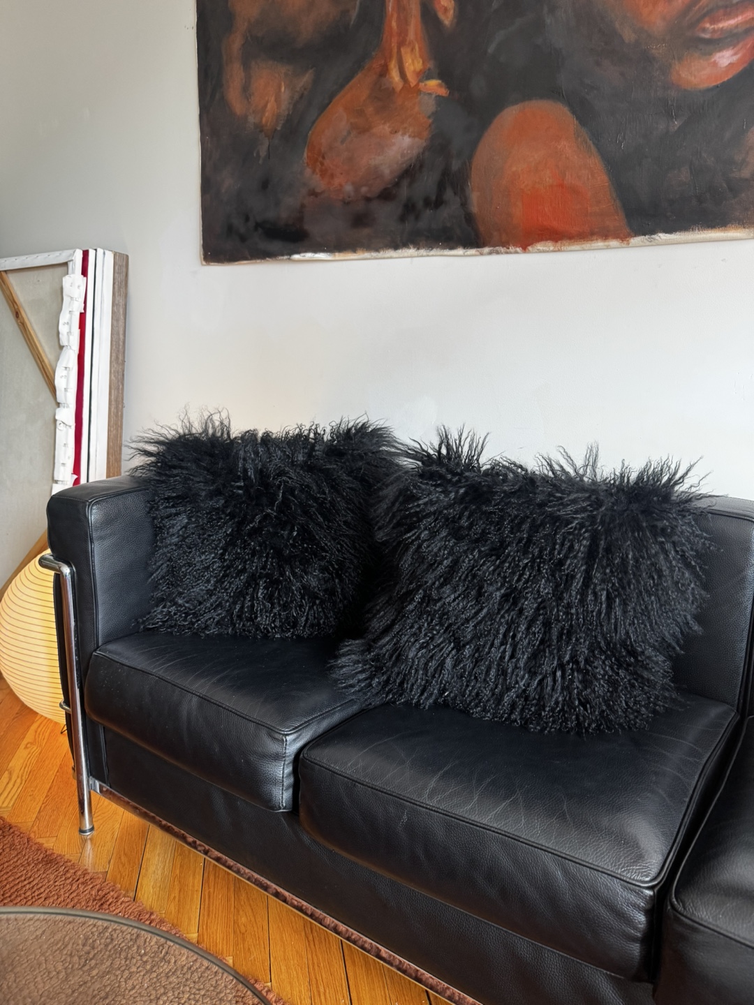 Pair of Black Sheepskin Throw Pillows - photo 2
