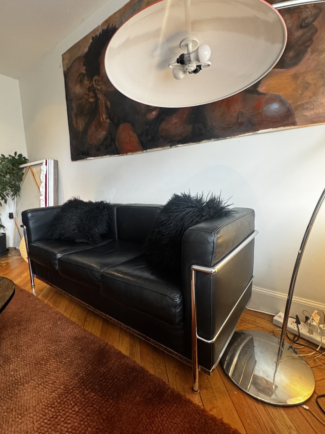 Le Corbusier Style Black Leather Sofa mid century modern - photo 2