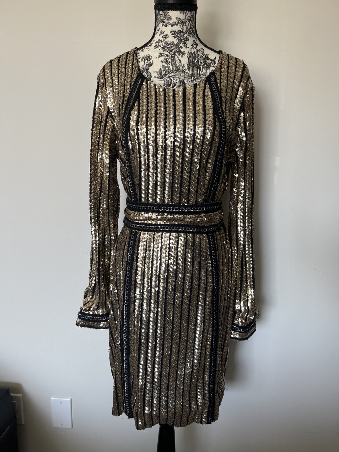 Stunning Gold and Black Sequin Mini Dress