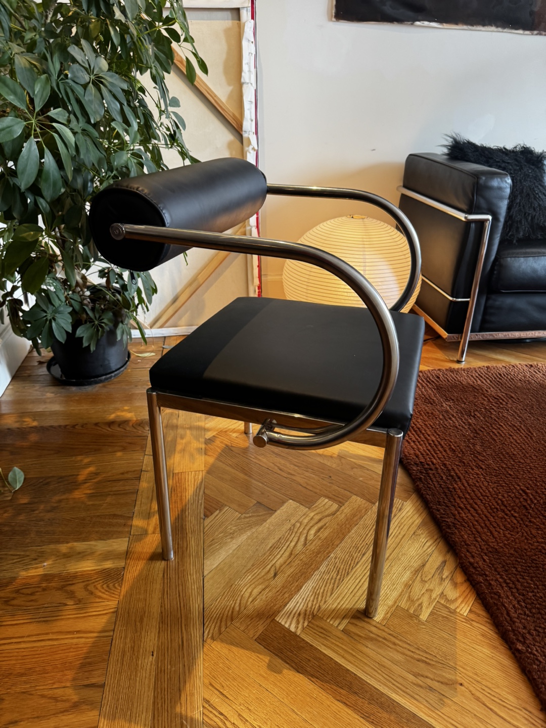 Mid Century Modern Chrome and Leather Chair - photo 2