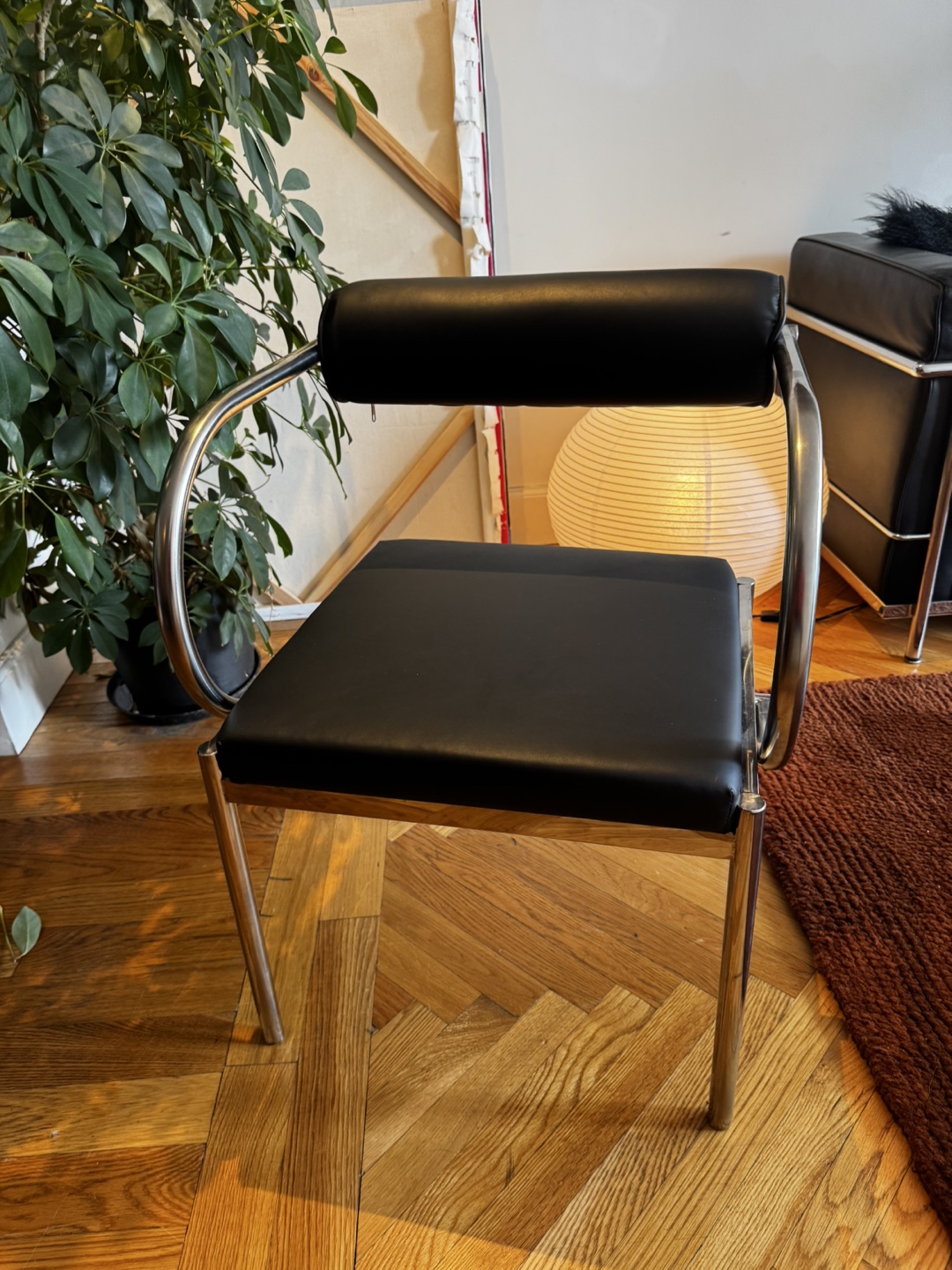 Mid Century Modern Chrome and Leather Chair - photo 3