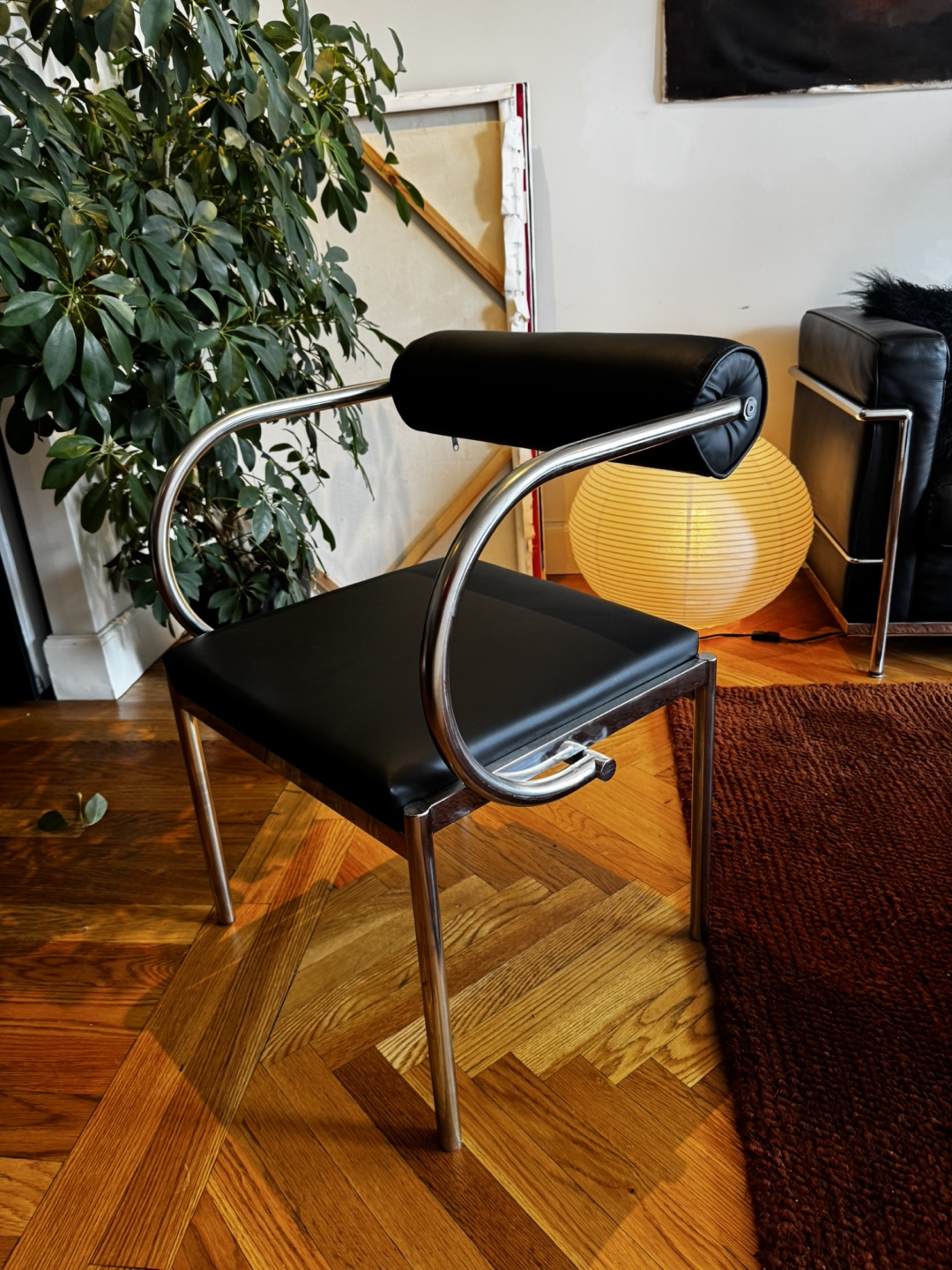 Mid Century Modern Chrome and Leather Chair - photo 4