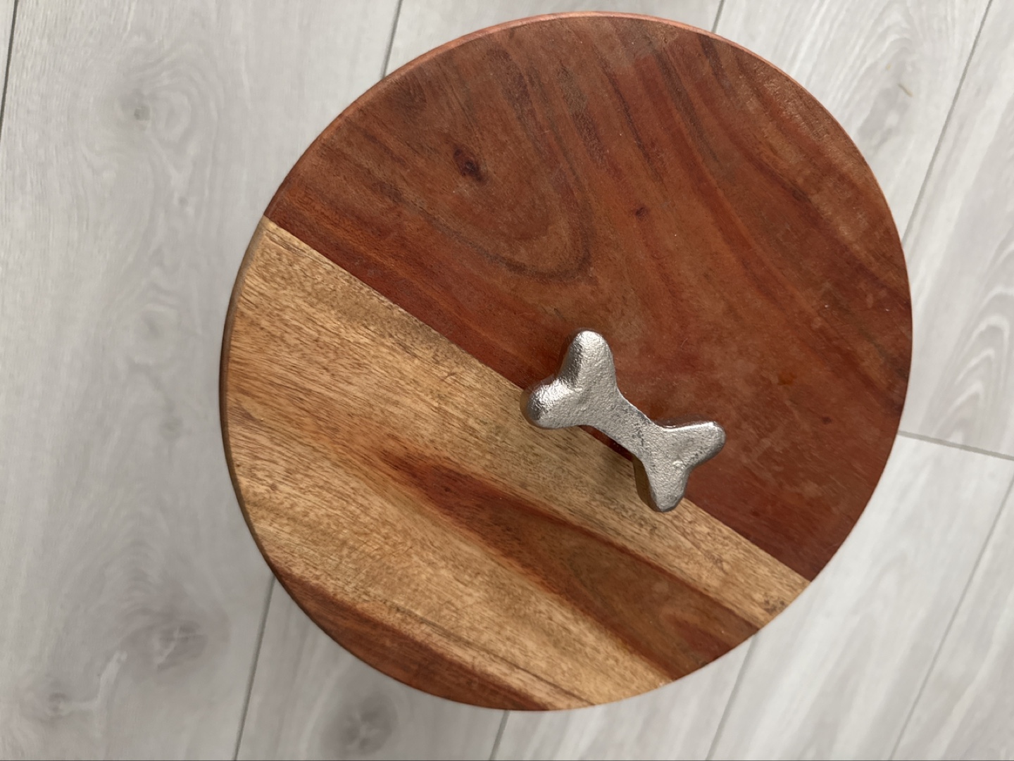Galvanized Metal Dog Food Container with Wooden Lid - photo 3