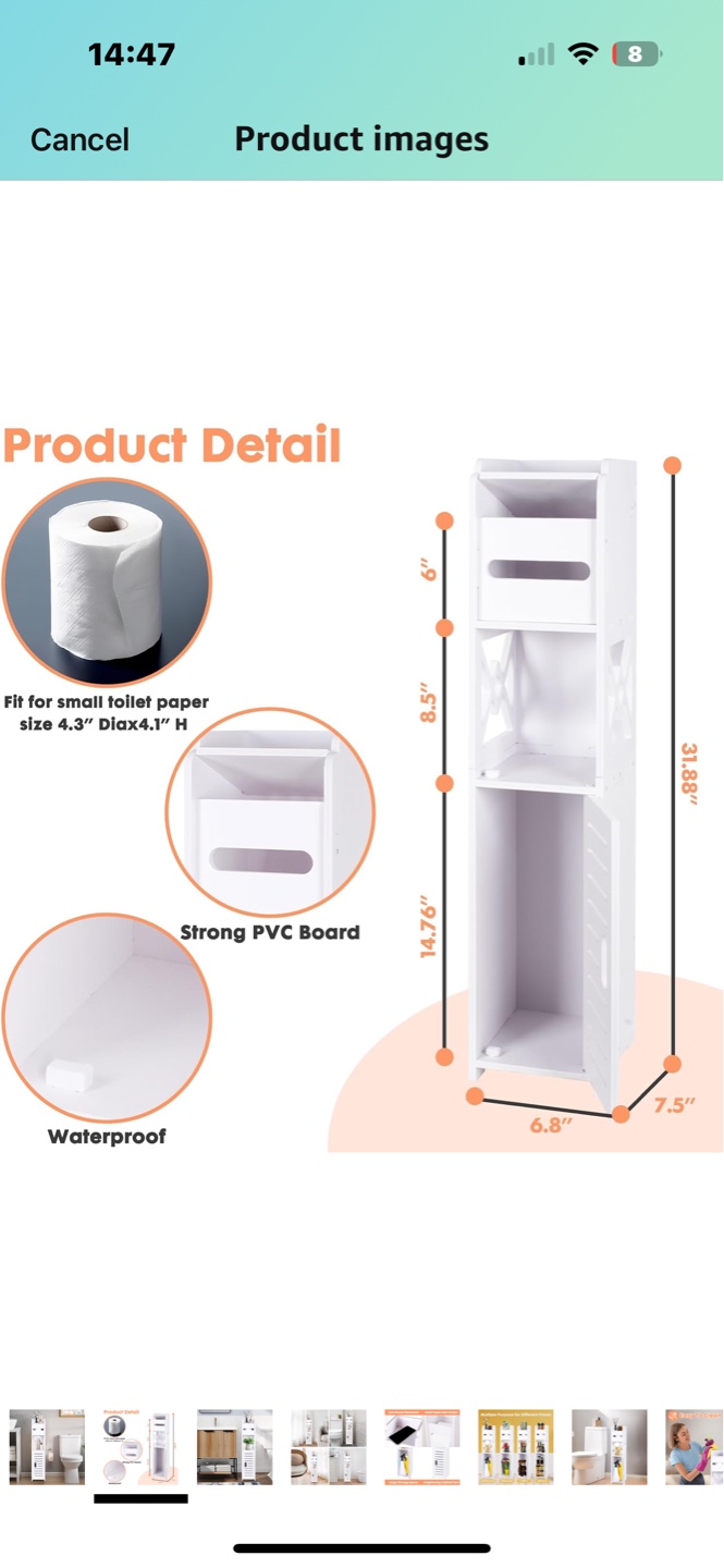 White Bathroom Storage Cabinet - photo 2