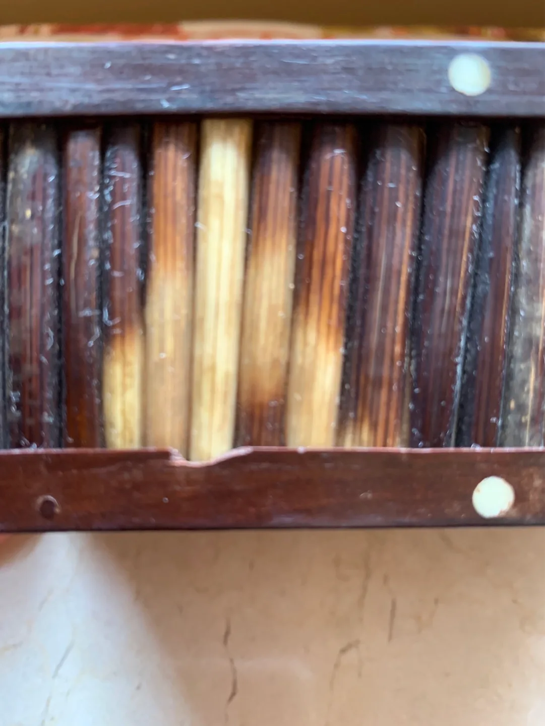 Antique Indian Quill Box with Ivory Circlets💚 image indicator(6)