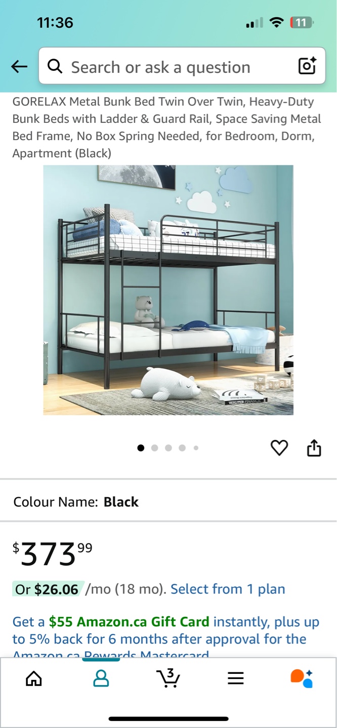 GORLAX Metal Bunk Bed Frame - Twin over Twin