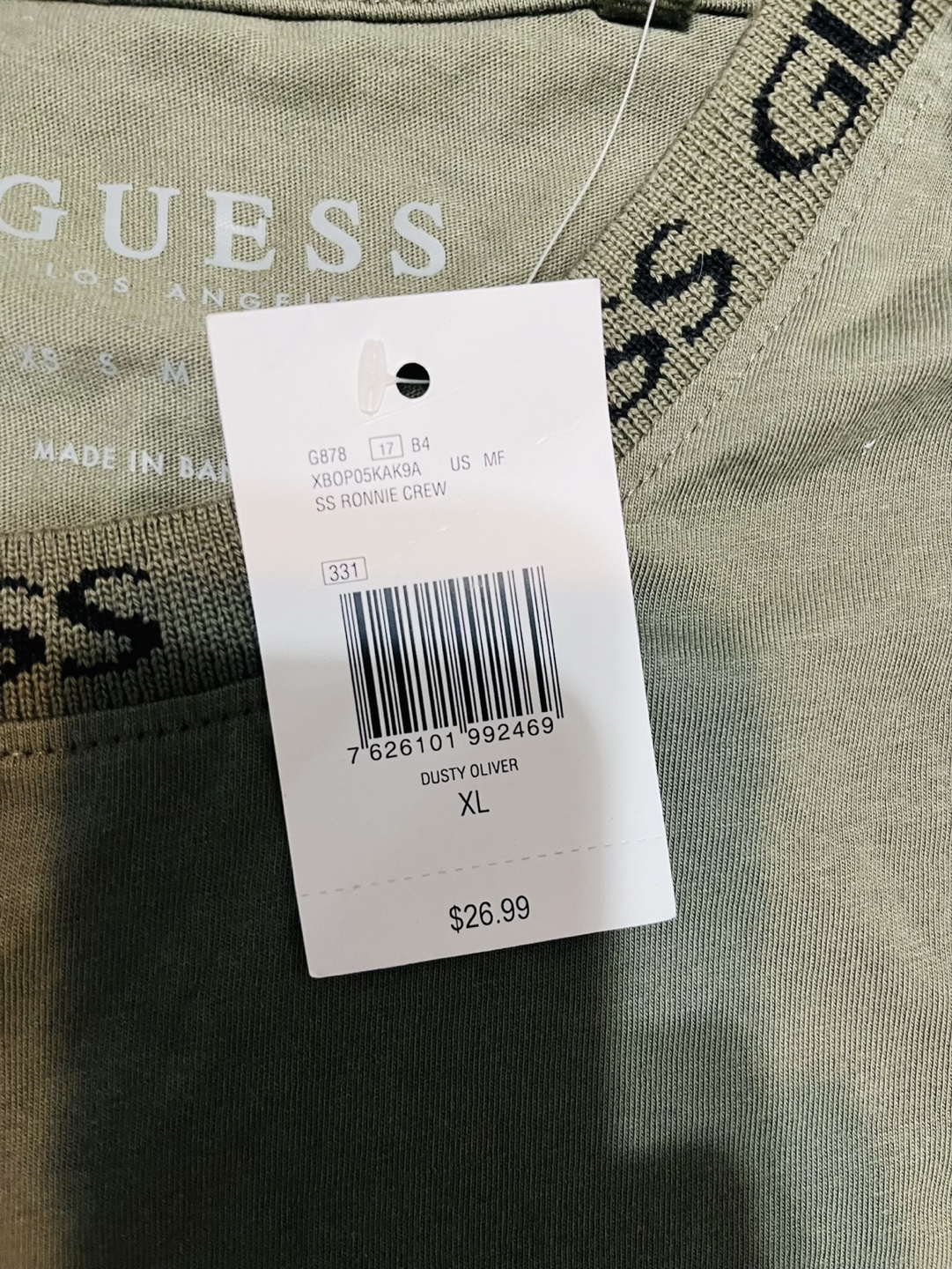 Guess Men's Olive Green T-Shirt, Size XL - photo 4
