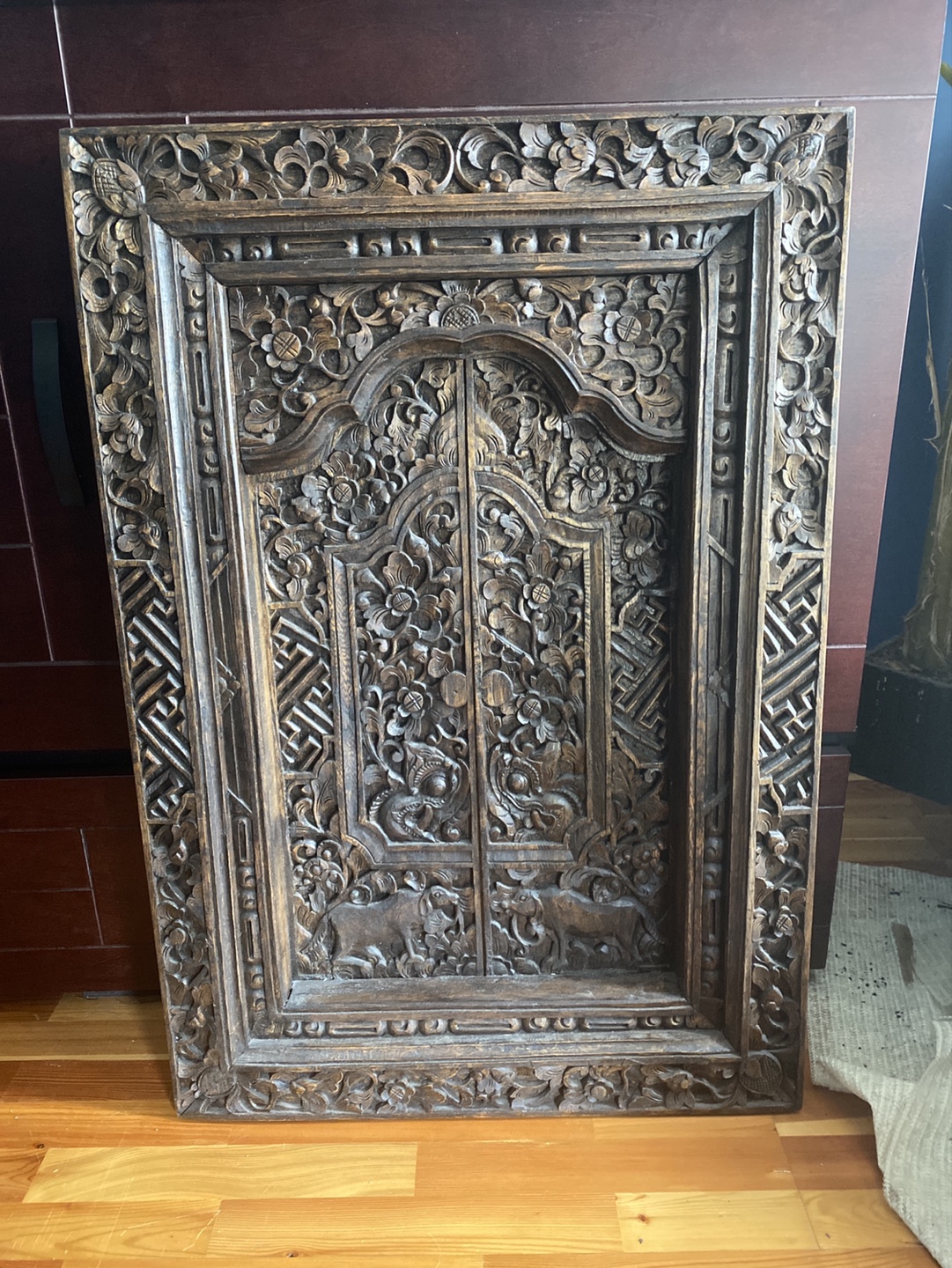 Antique hand carved wood panel!