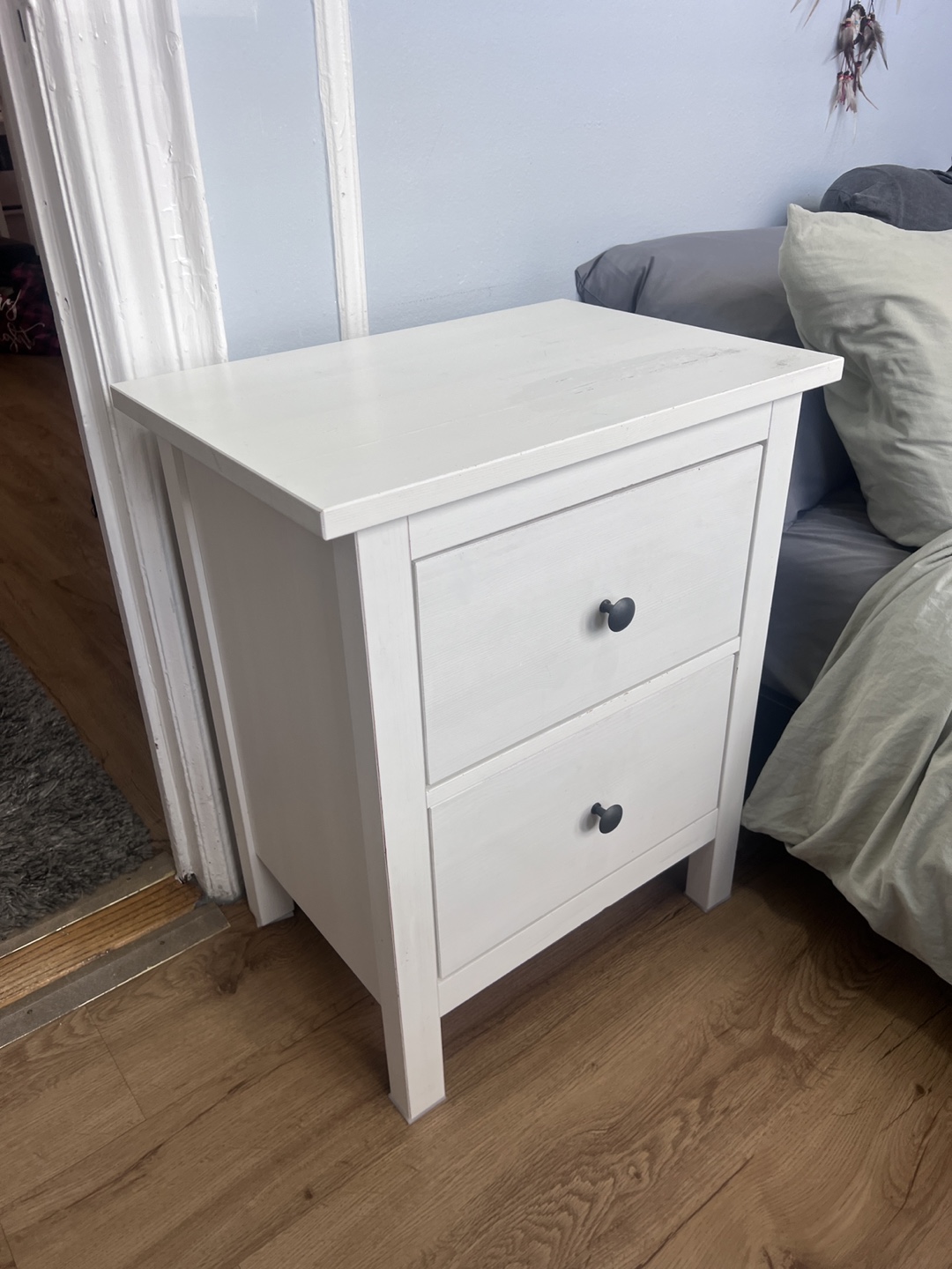 White Two-Drawer Nightstand