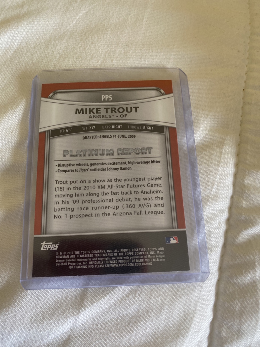 Mike Trout Rookie Card - Bowman Platinum 2009 - photo 2