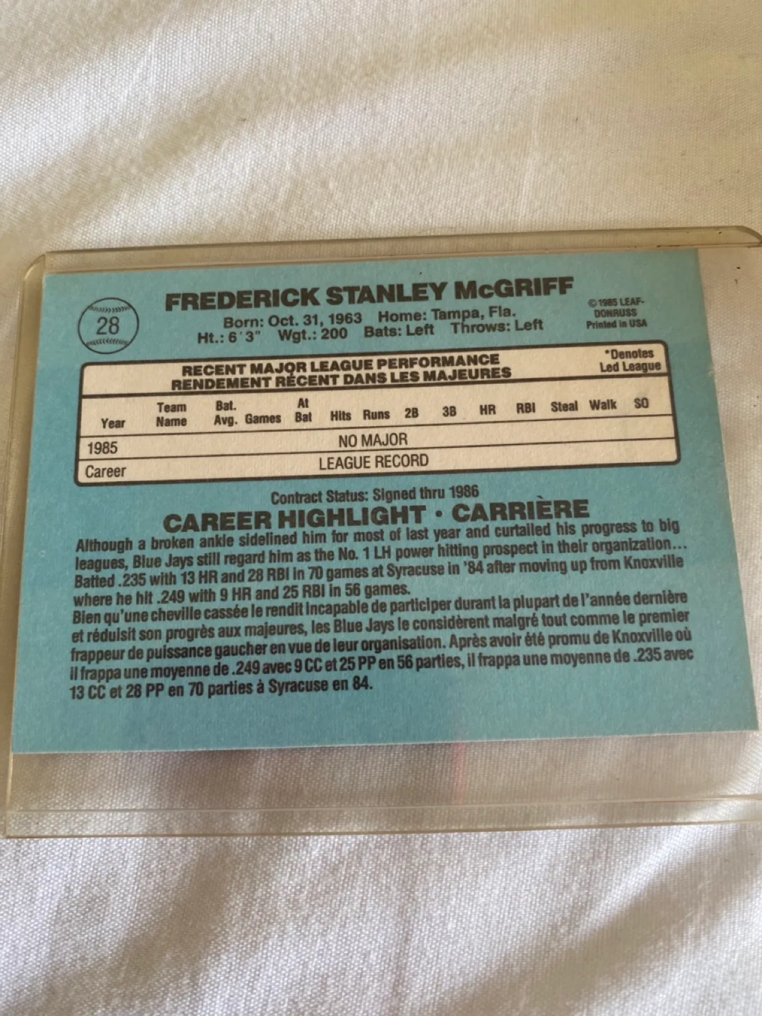 Fred McGriff 1986 Leaf Rookie Card image indicator(2)