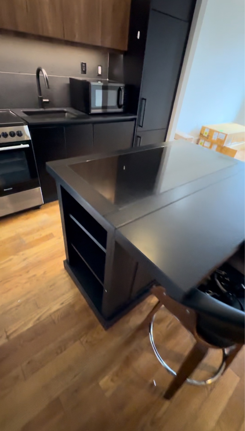 Black Kitchen Island with granite Top and Storage on all sides - photo 2