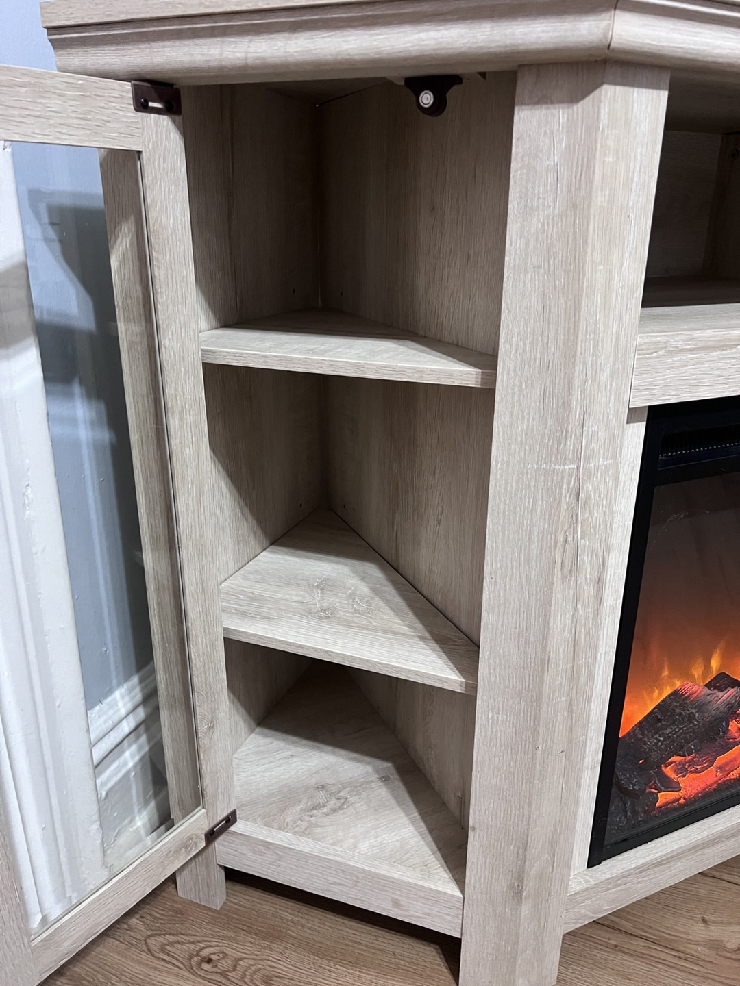 Corner TV Stand with Electric Fireplace - photo 4