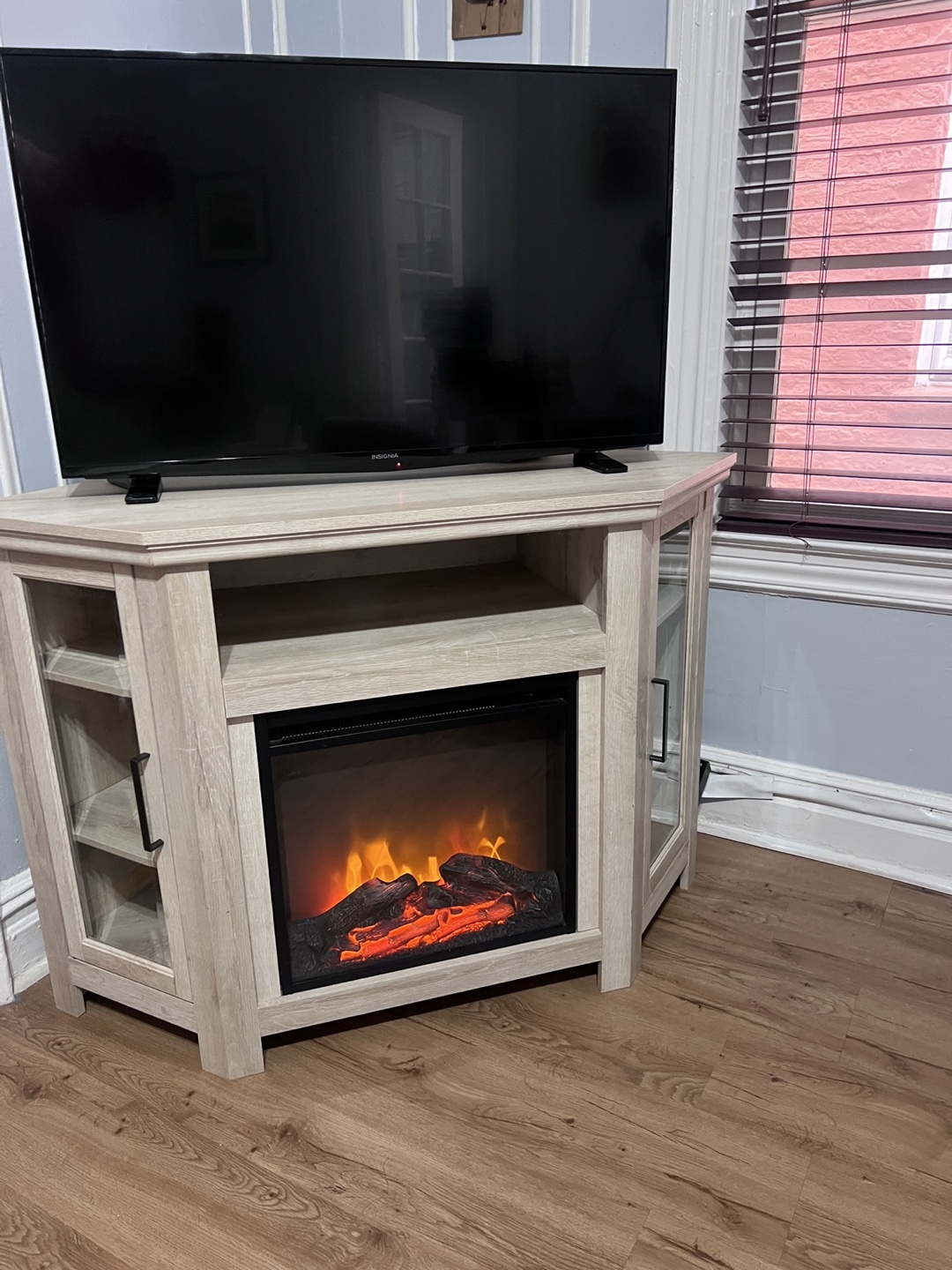 Corner TV Stand with Electric Fireplace - photo 3