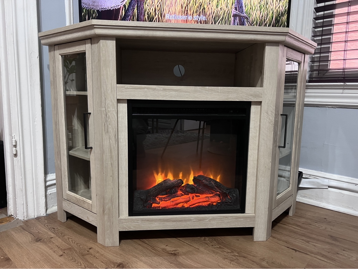 Corner TV Stand with Electric Fireplace - photo 2
