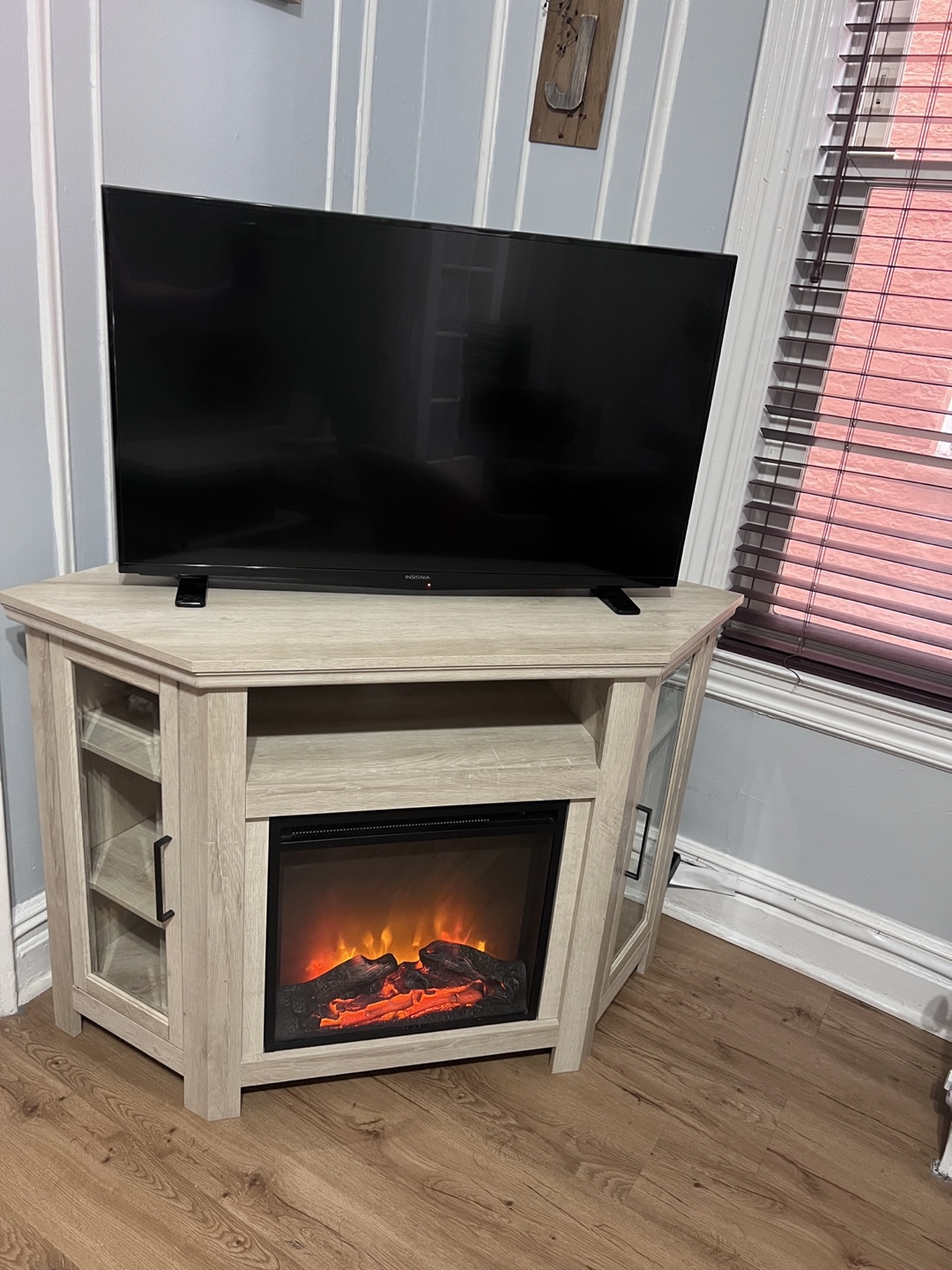 Corner TV Stand with Electric Fireplace - photo 5