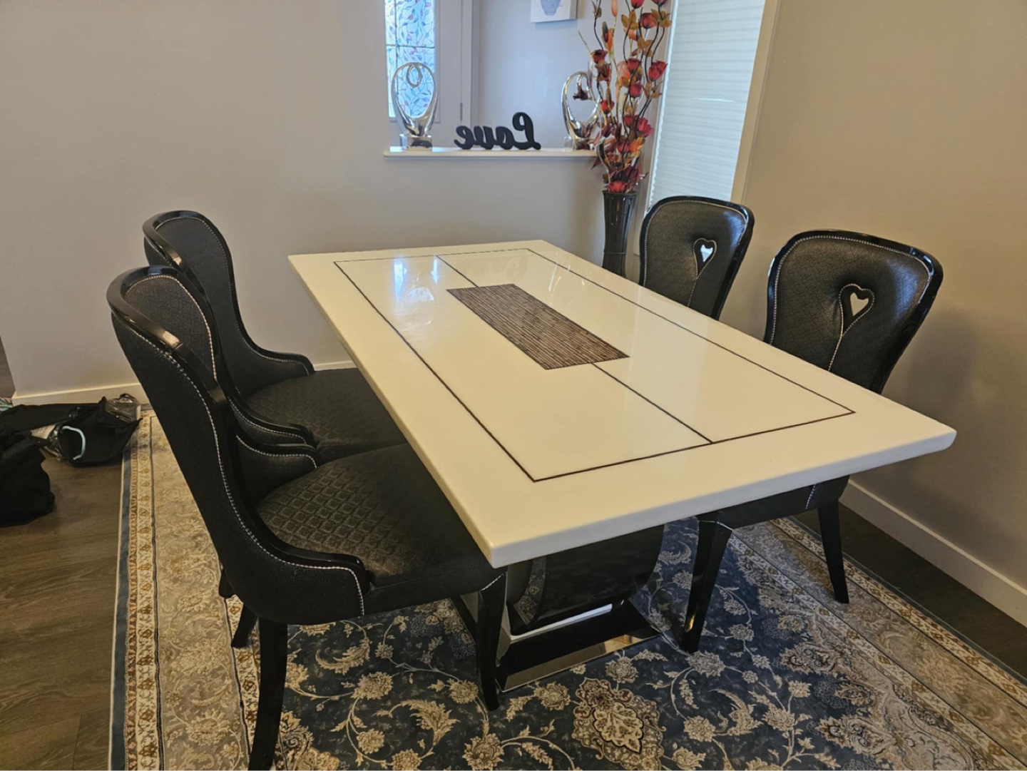 Elegant 5-Piece Dining Set with Marble Top - photo 2