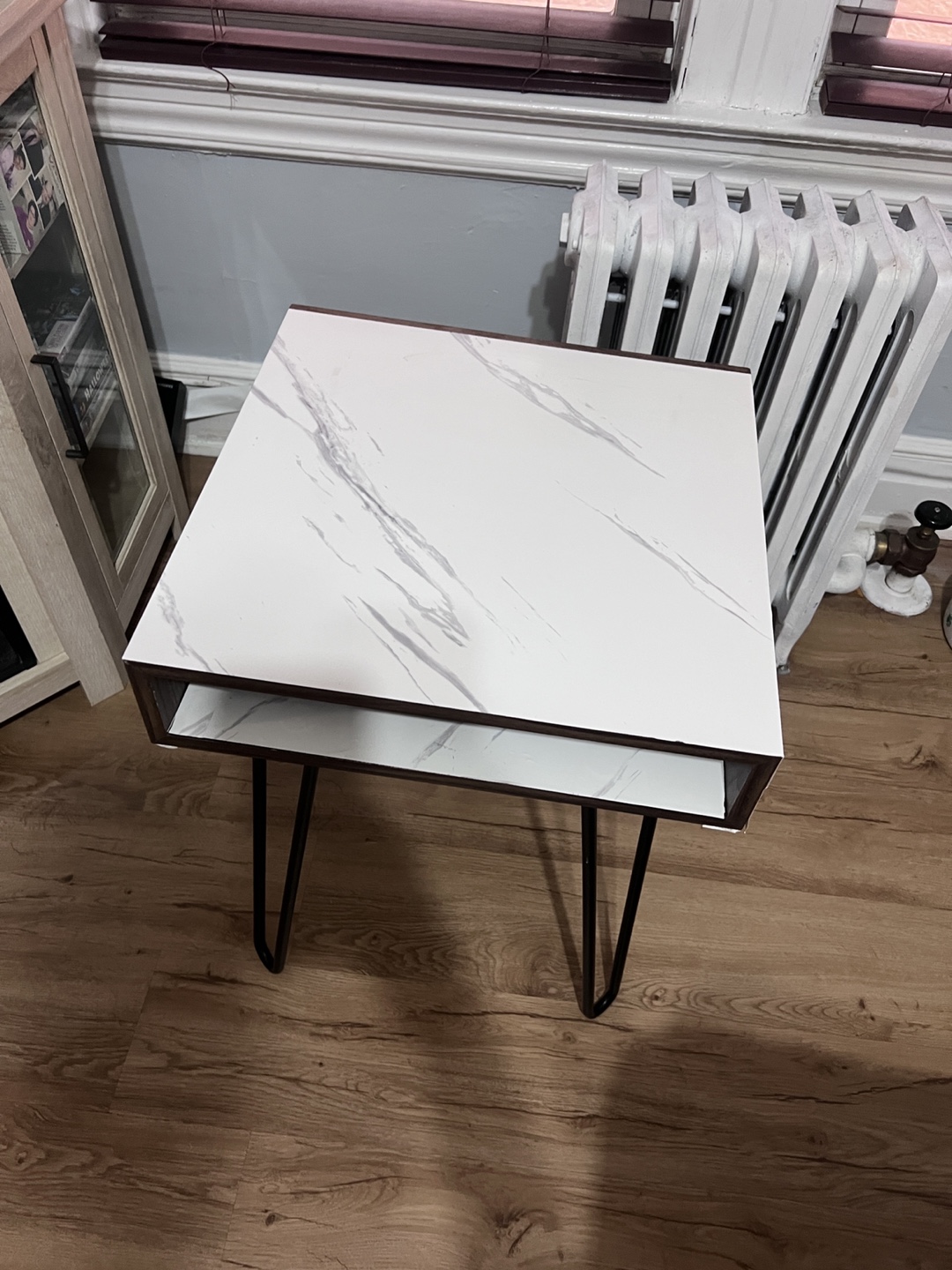 Mid-Century Modern End Table with Faux Marble Top - photo 2