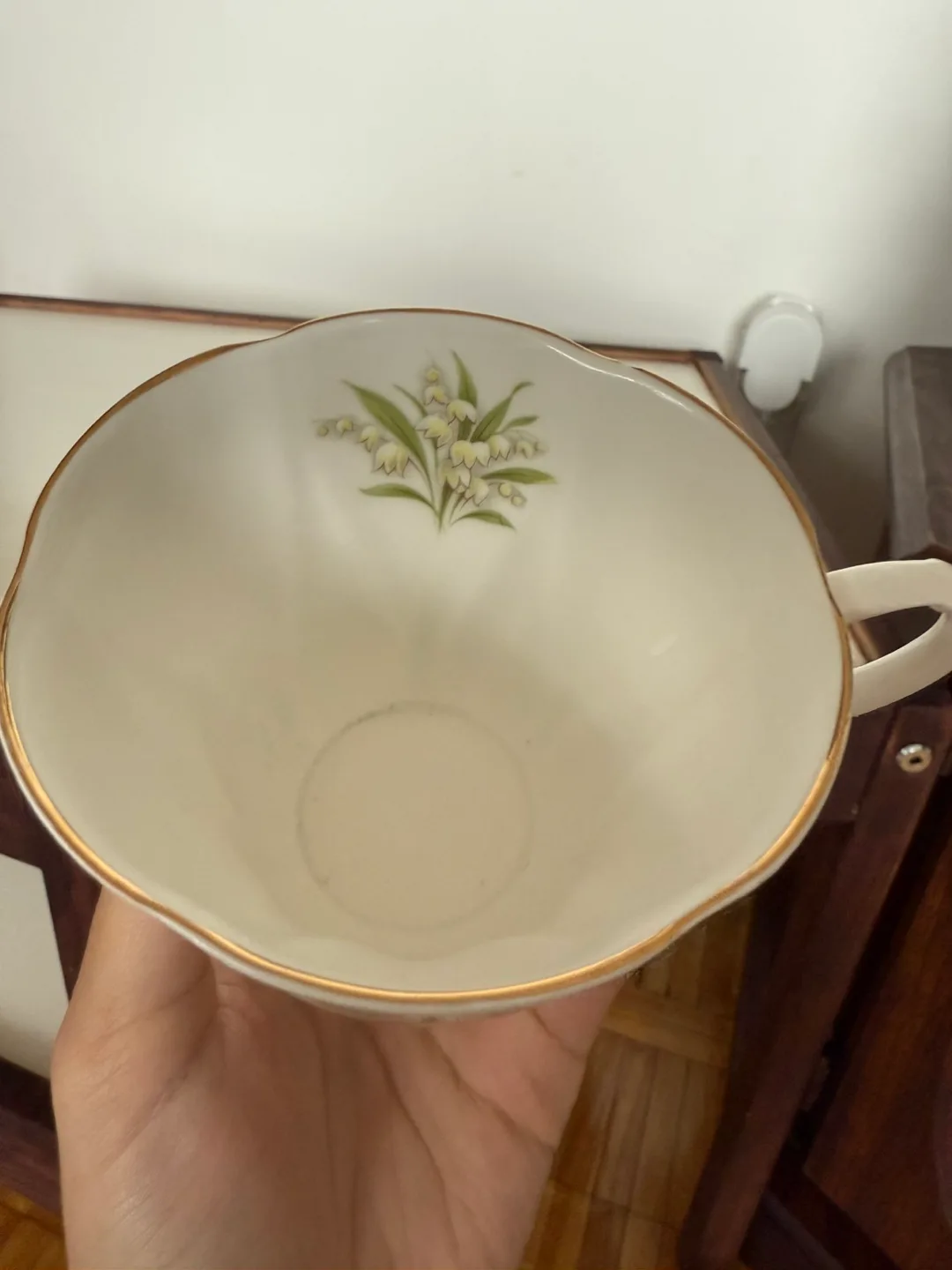 Vintage Teacup and Saucer Set with Lily of the Valley Design image indicator(2)