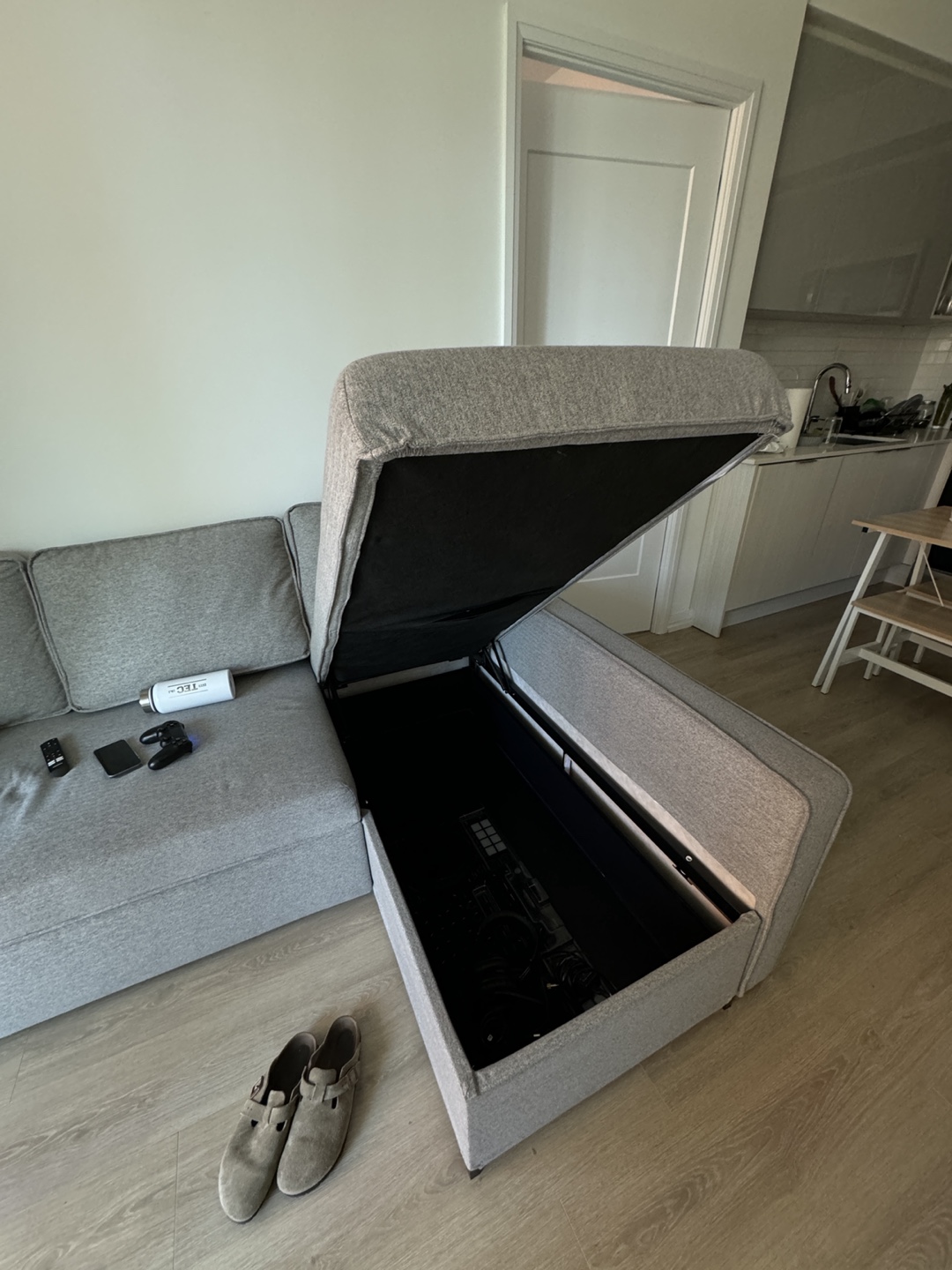Grey Sectional Sofa Bed with Storage - photo 2