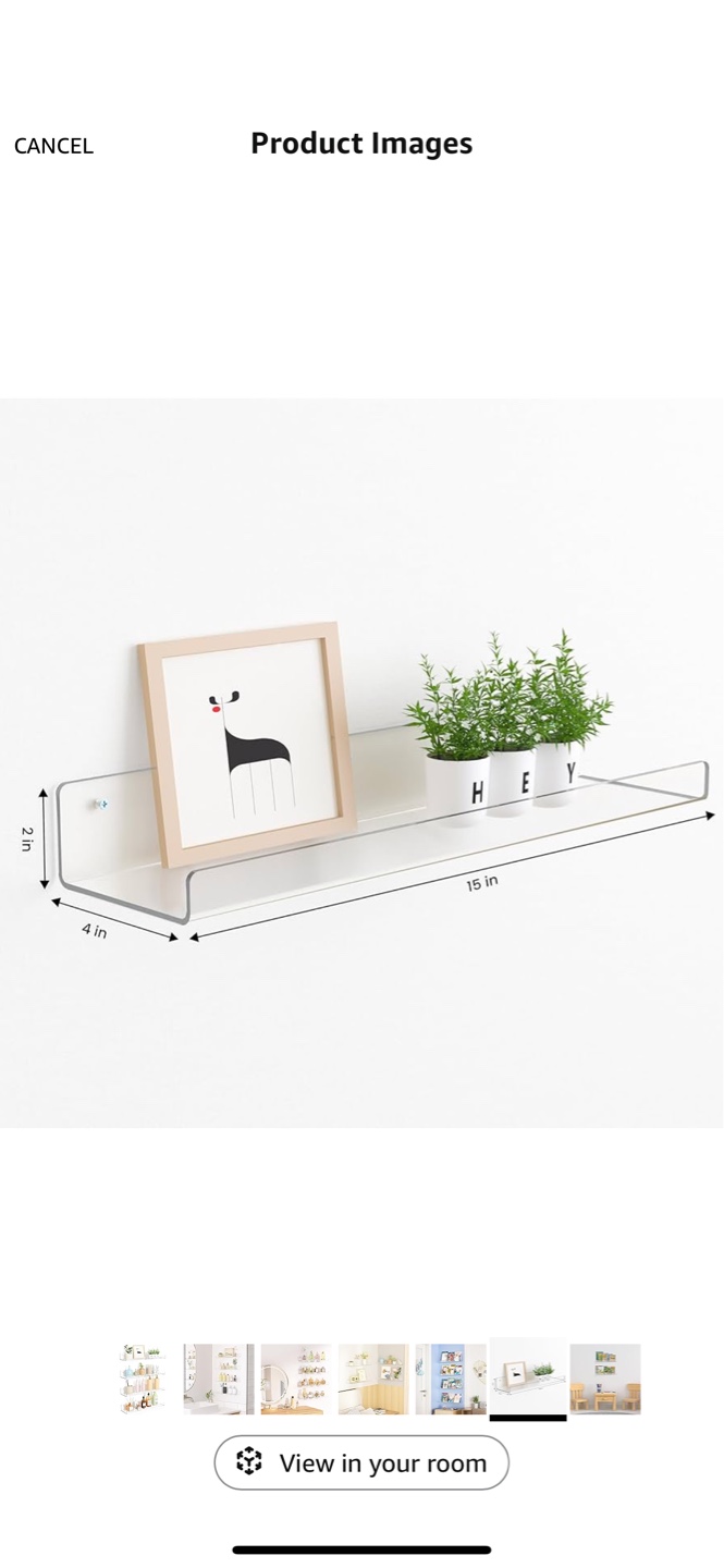 Floating Shelves - Set of 4 - Clear Acrylic - 15 inch - photo 2