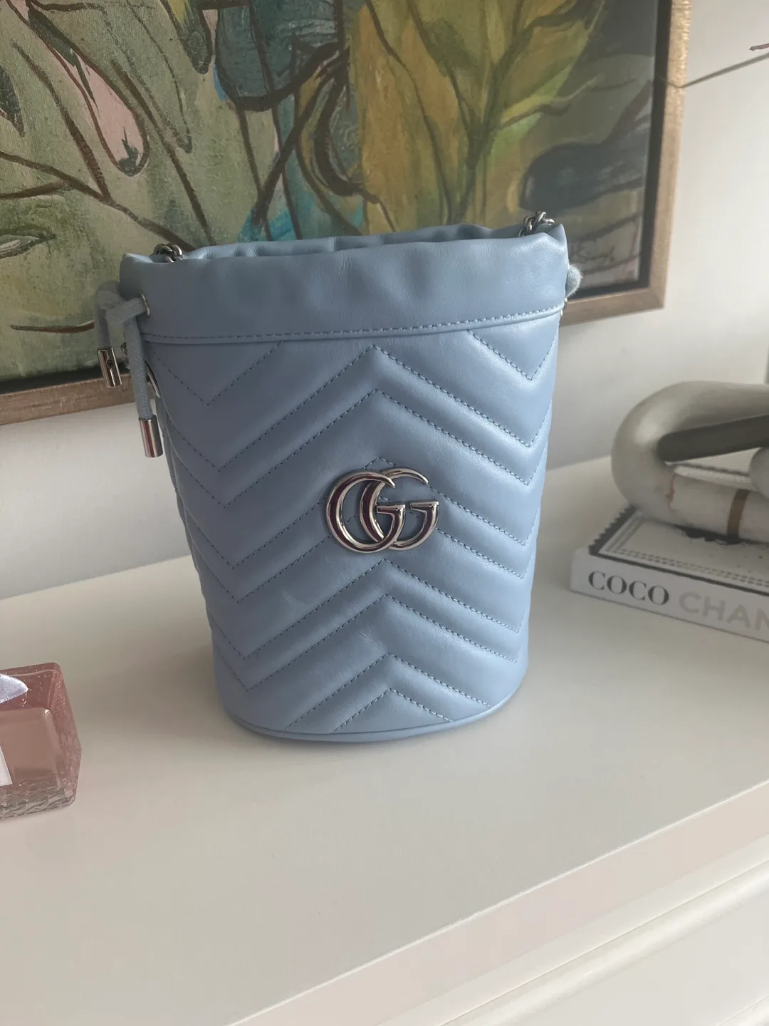 Gucci Light Blue Quilted Bucket Bag image indicator(4)