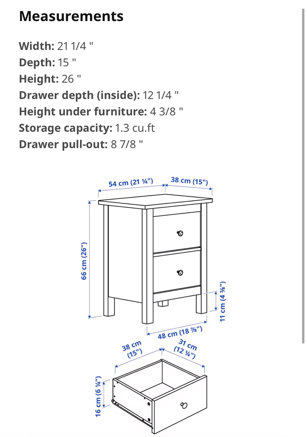 IKEA Hemnes Gray 2 Drawer Nightstand - photo 2