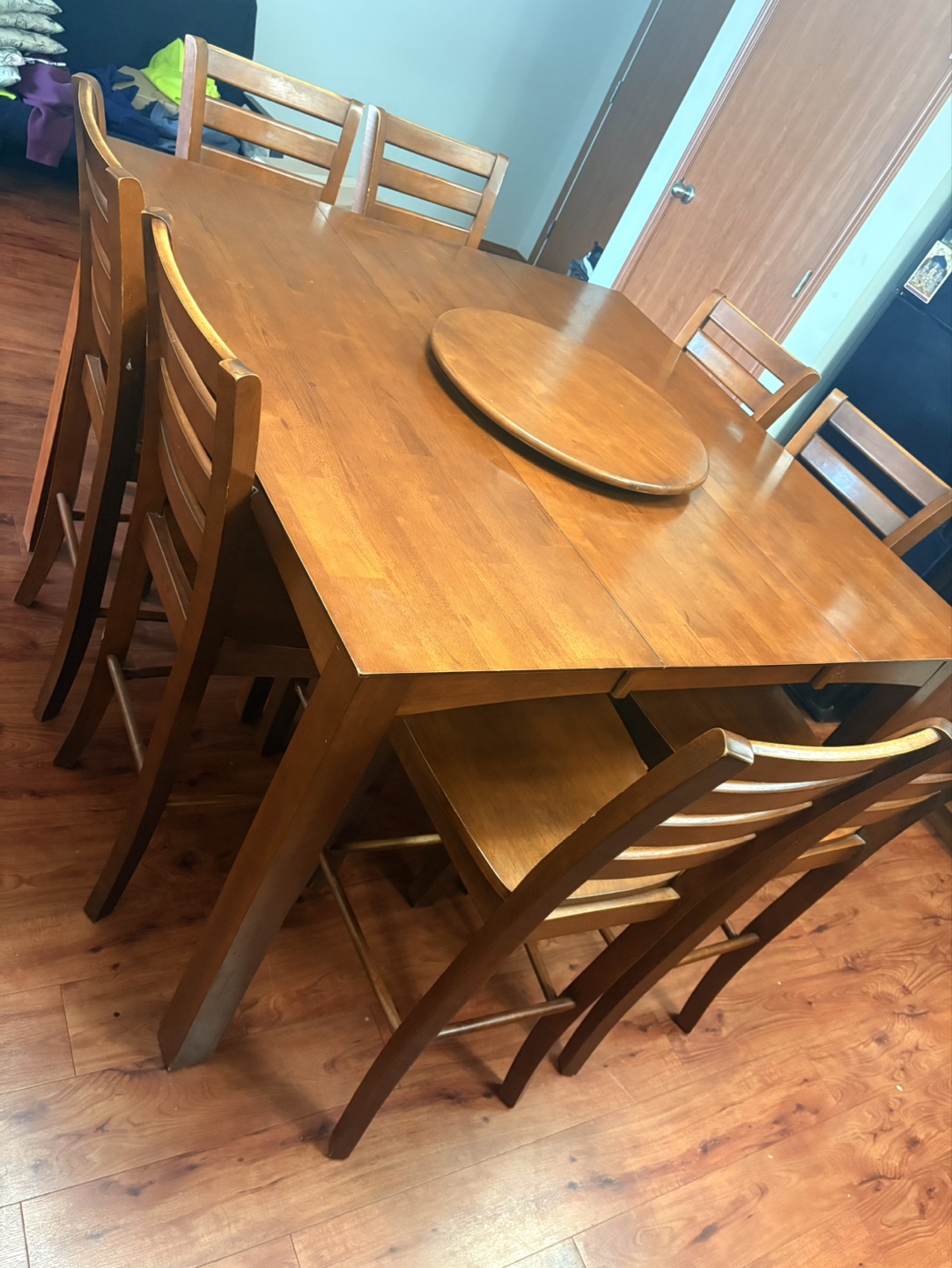 Square Dining Table with 8 Chairs and Lazy Susan