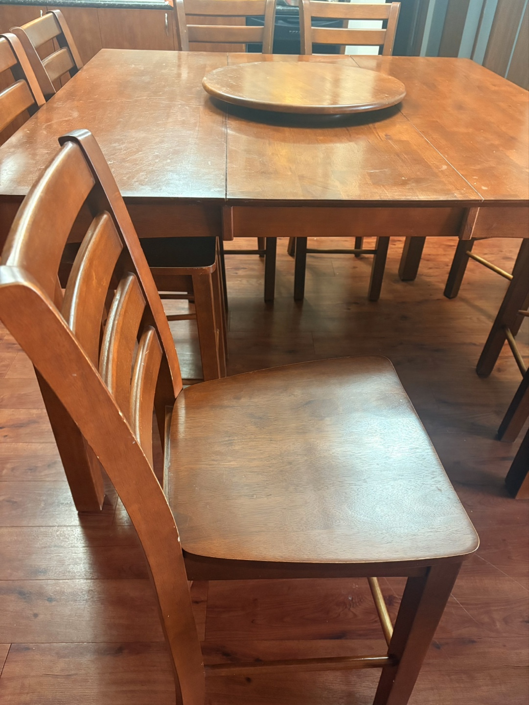 Square Dining Table with 8 Chairs and Lazy Susan - photo 3