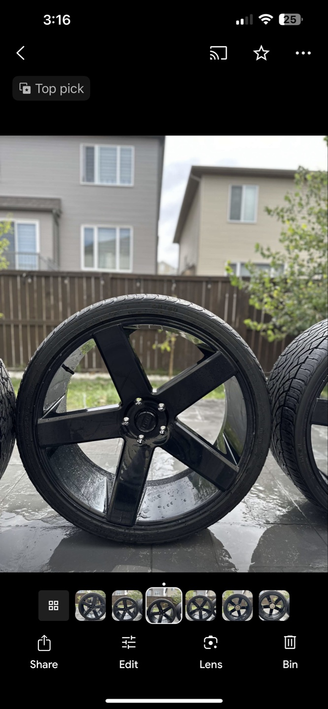 22" Black 5-Spoke Aftermarket Wheels and Tires - photo 4