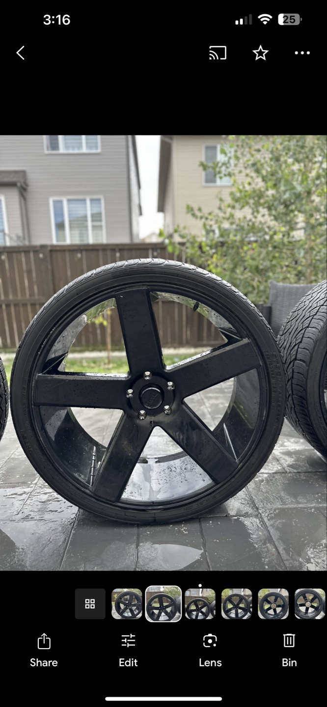 22" Black 5-Spoke Aftermarket Wheels and Tires - photo 2