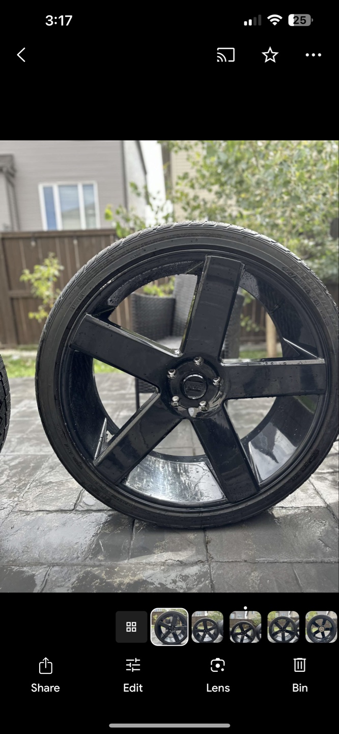 22" Black 5-Spoke Aftermarket Wheels and Tires - photo 3