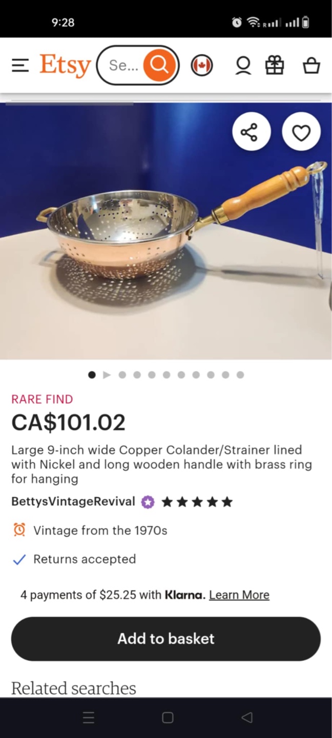 Vintage Copper Colander and Frying Pan Set - photo 4
