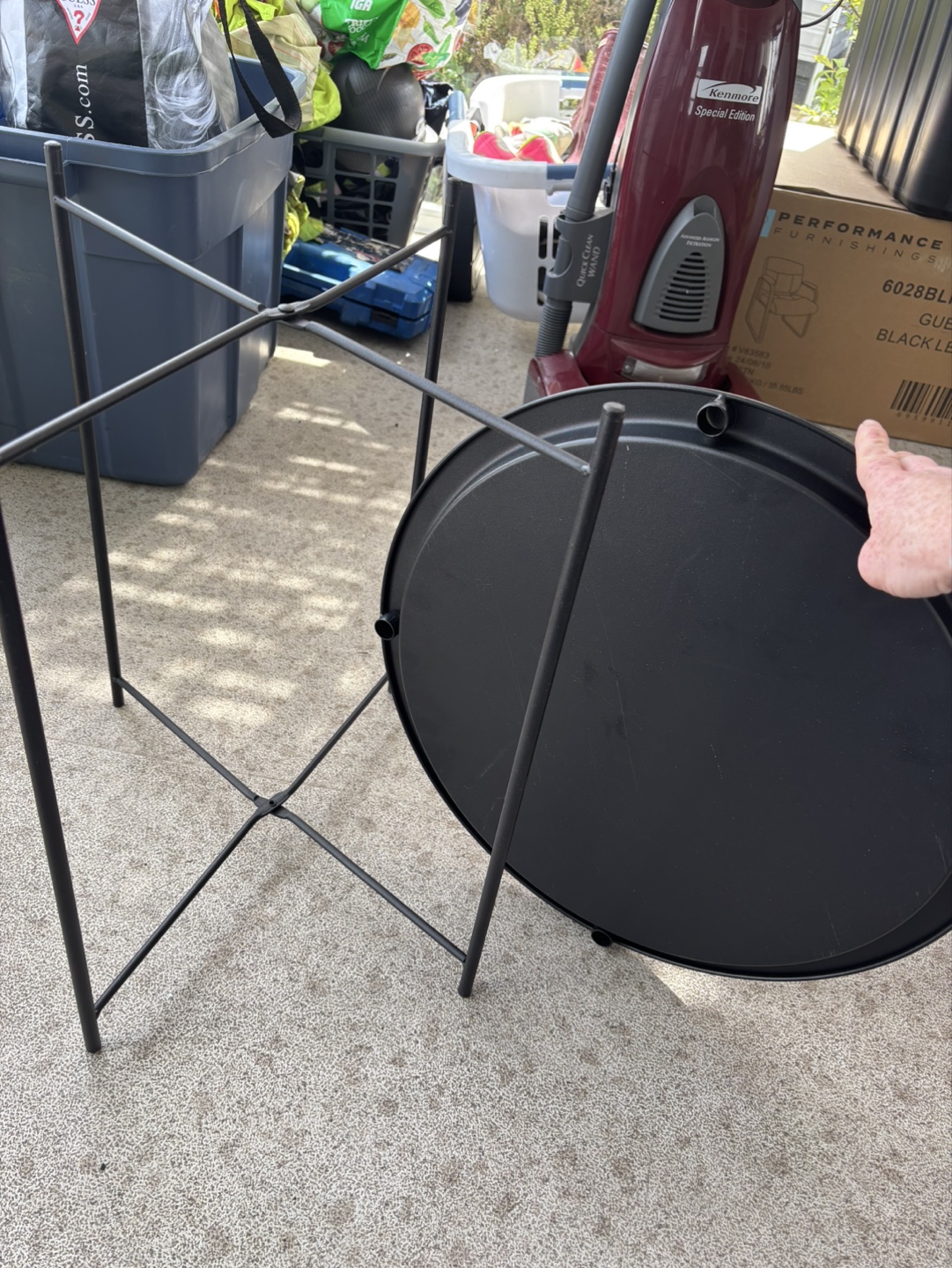 Black Metal Folding Side Table