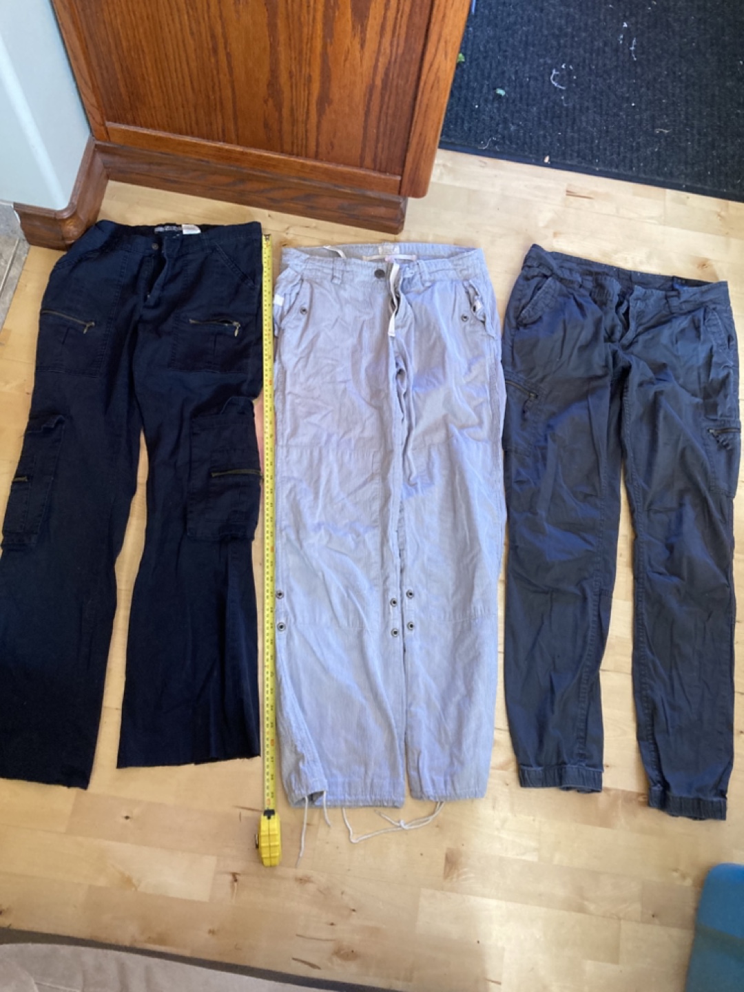 Three pairs of women's cargo pants