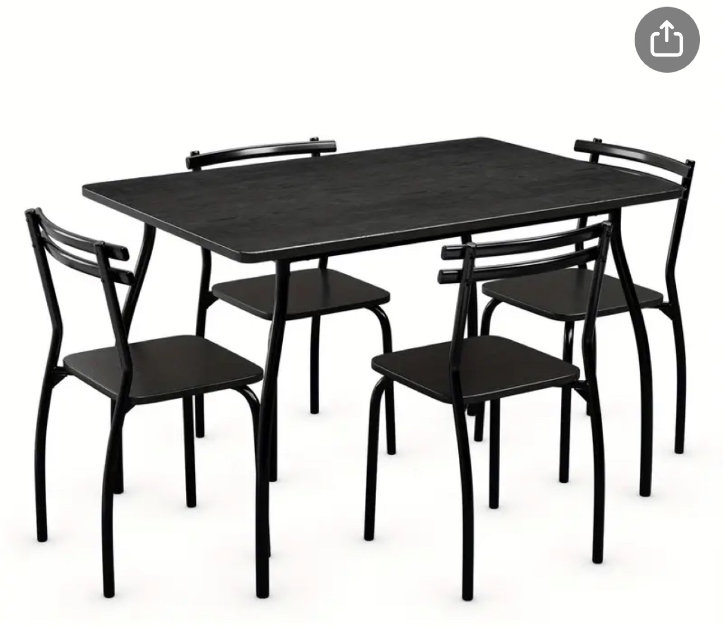 5-Piece Black Dining Set: Table and Four Chairs