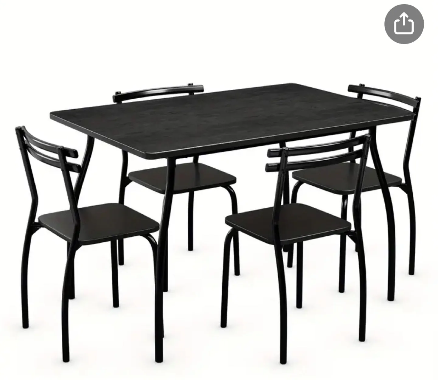 5-Piece Black Dining Set: Table and Four Chairs thumbnail