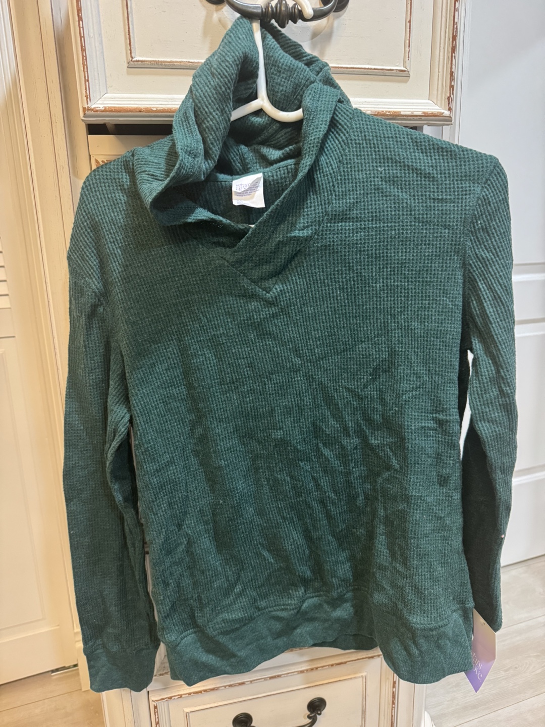 Women's Green Waffle Knit Hoodie - Size XS - photo 3