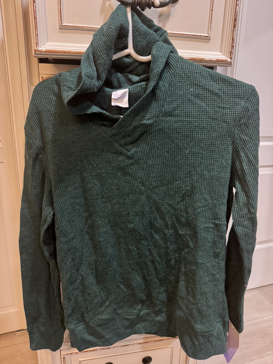 Women's Green Waffle Knit Hoodie - Size XS
