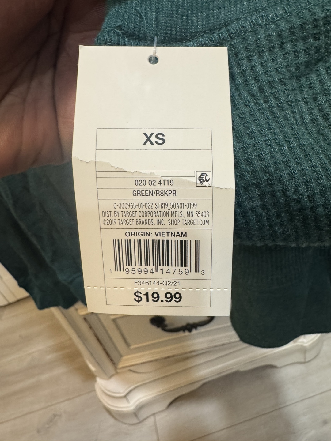 Women's Green Waffle Knit Hoodie - Size XS - photo 5