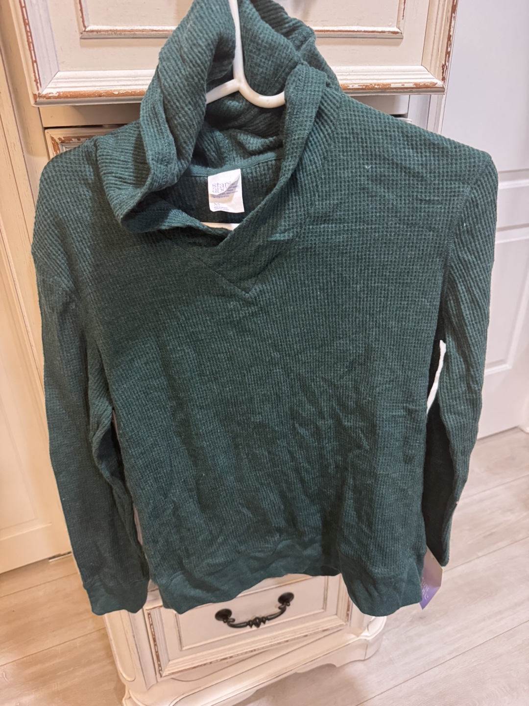 Women's Green Waffle Knit Hoodie - Size XS - photo 2