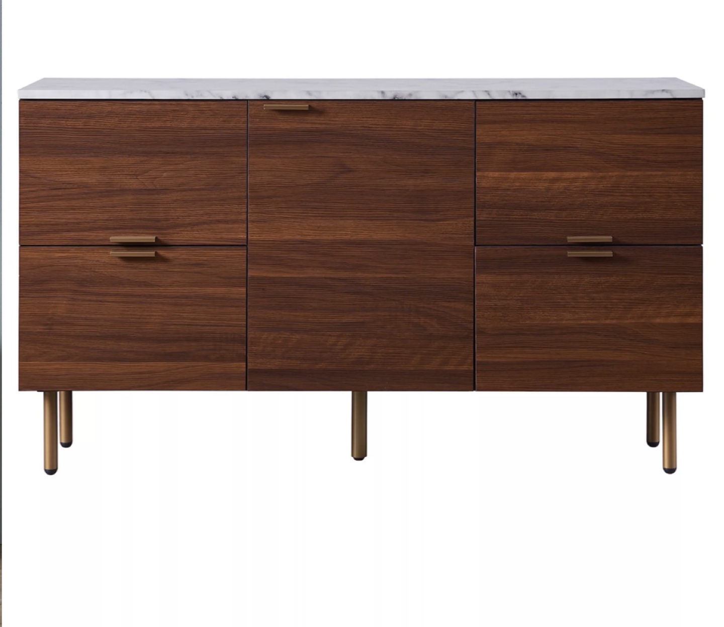 Mid-Century Modern Walnut Wood and Marble Buffet