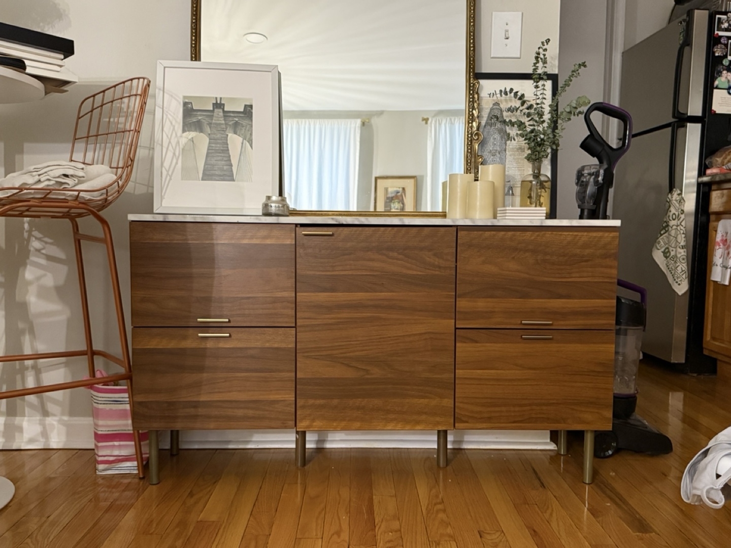 Mid-Century Modern Walnut Wood and Marble Buffet - photo 5