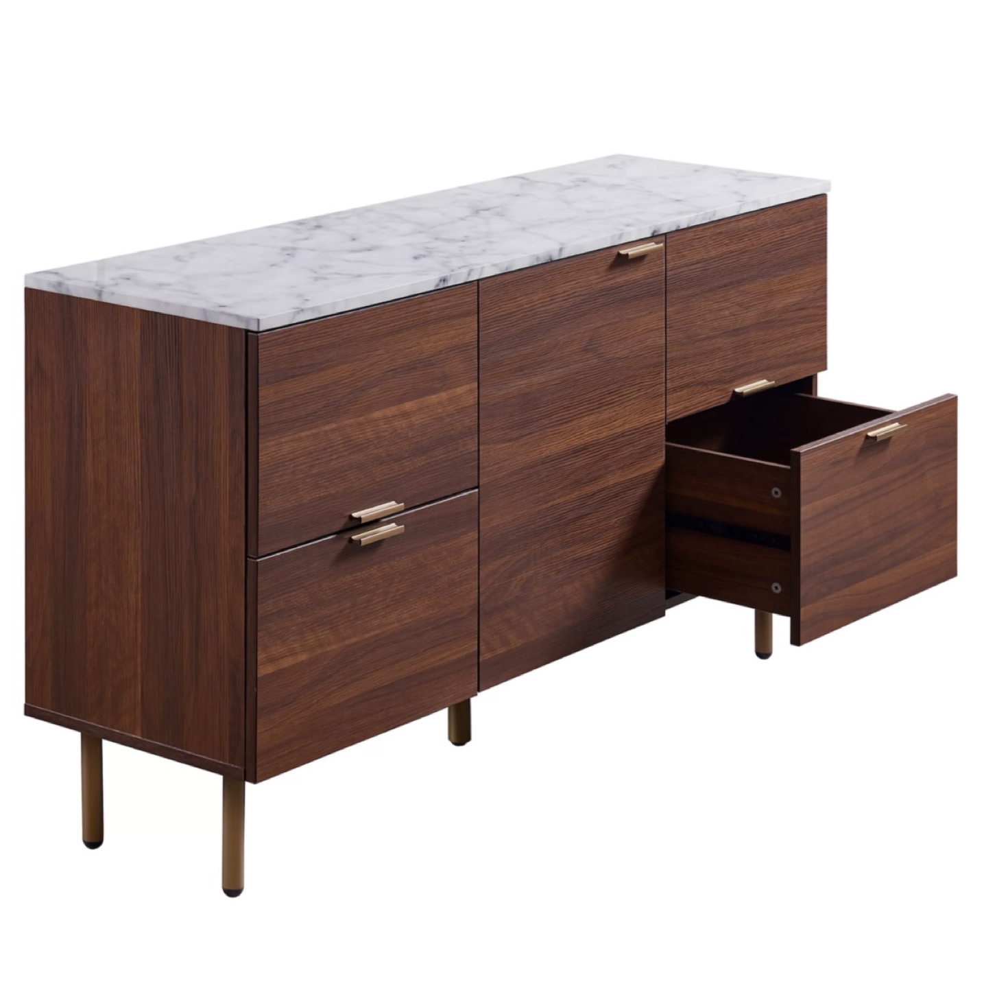 Mid-Century Modern Walnut Wood and Marble Buffet - photo 3