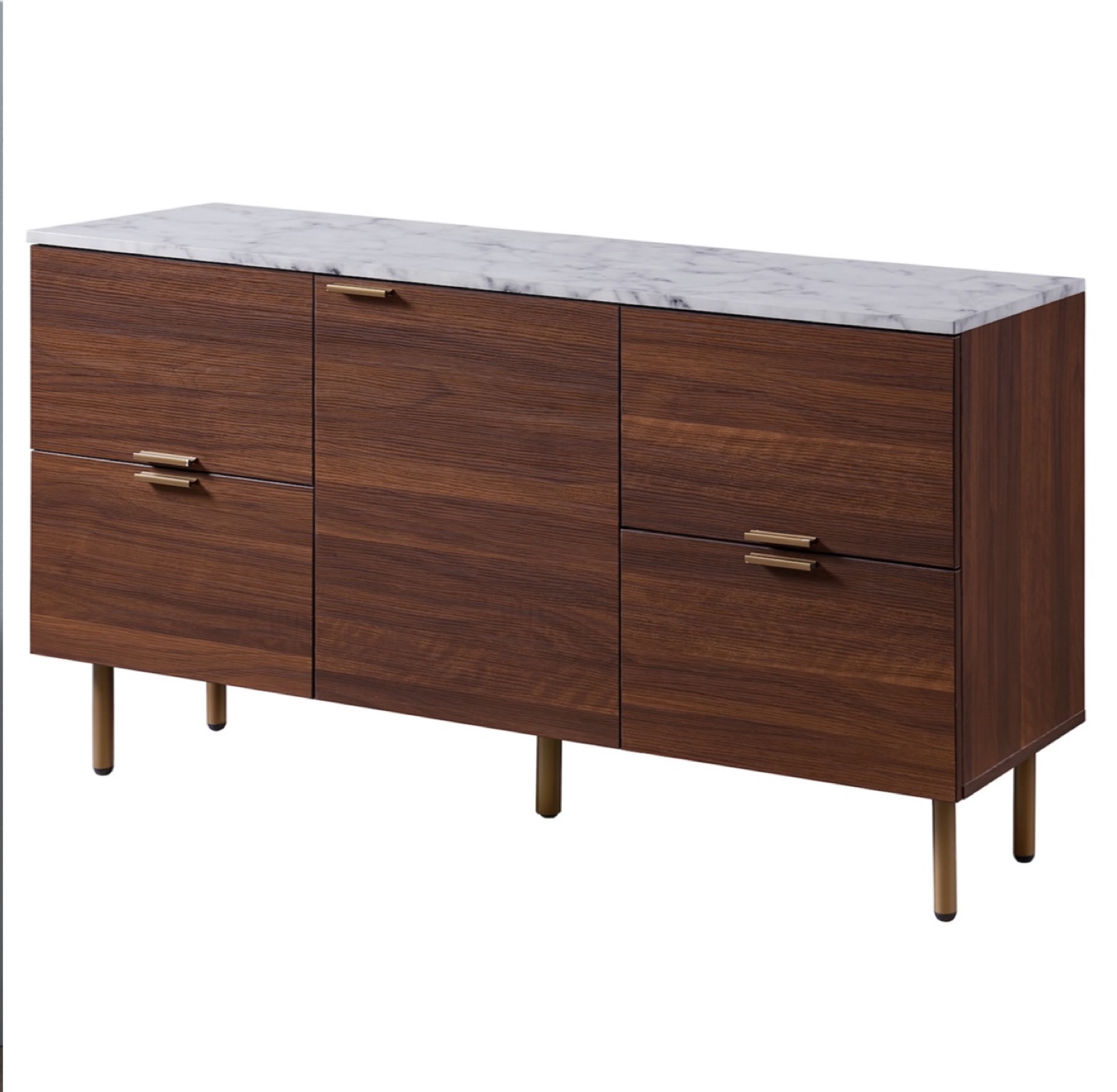 Mid-Century Modern Walnut Wood and Marble Buffet - photo 2