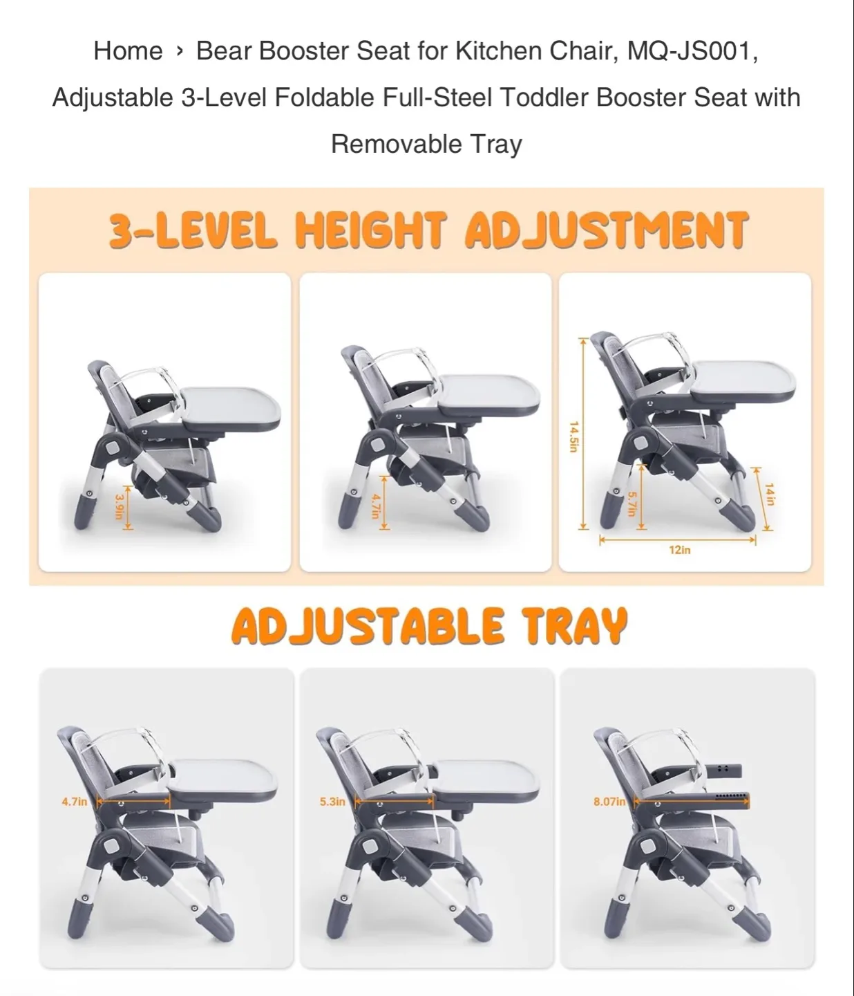 Little Bear E Toddler Booster Seat with Tray - image indicator(3)